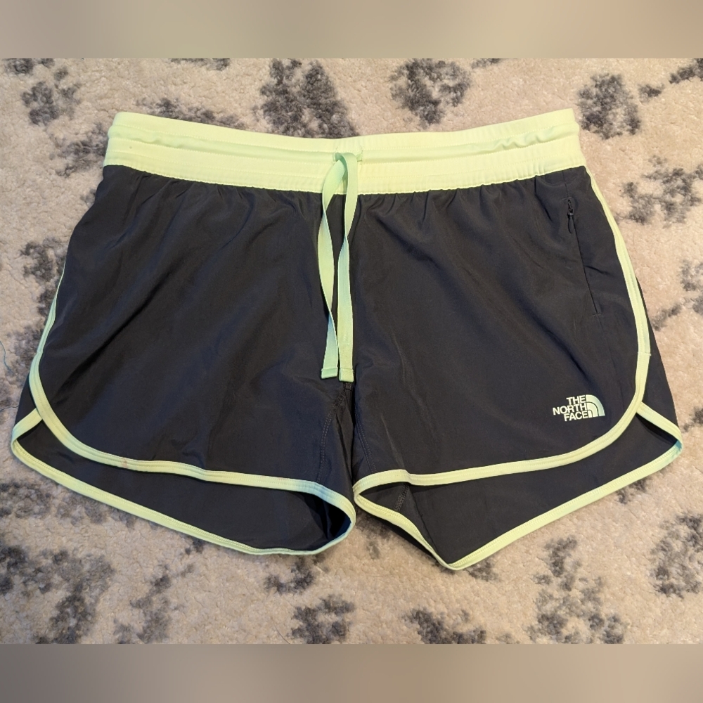 The North Face Running Shorts — Gray And Neon Yellow Lined, Women’s Medium